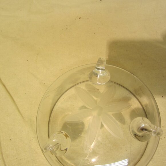 VTG CRYSTAL BOWL MADE IN POLAND, SILVER RIM ETCHED FLOWERS - Picture 5 of 5